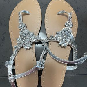 David’s Bridal Jeweled Sandals
